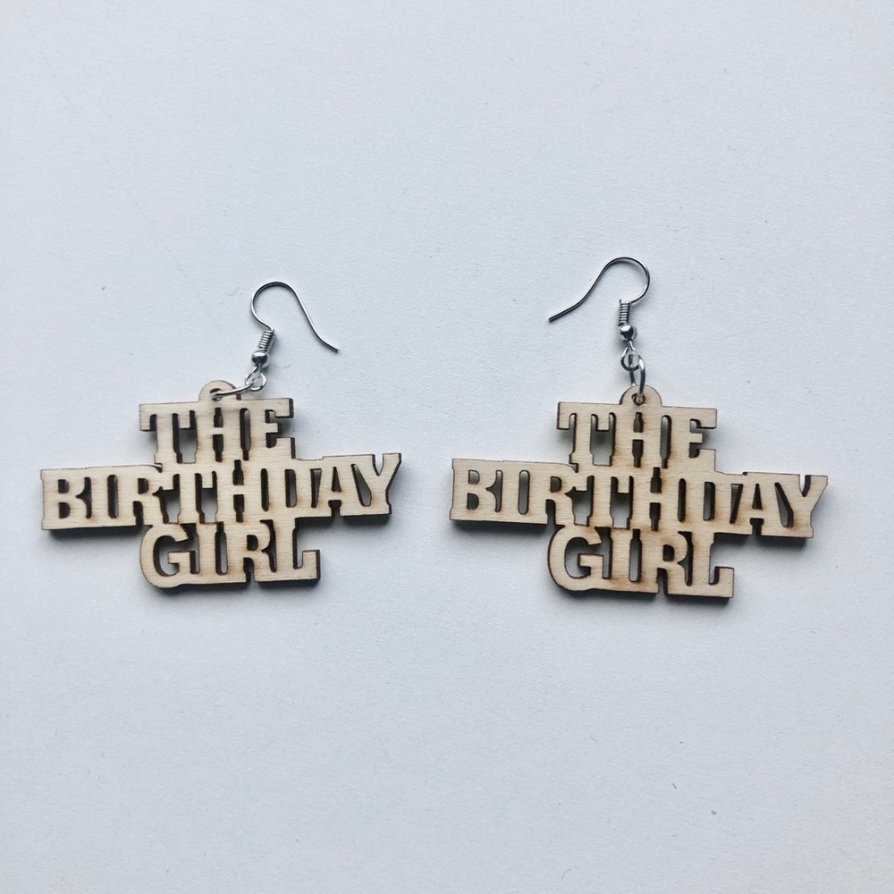 Birthday Girl Wooden Earrings